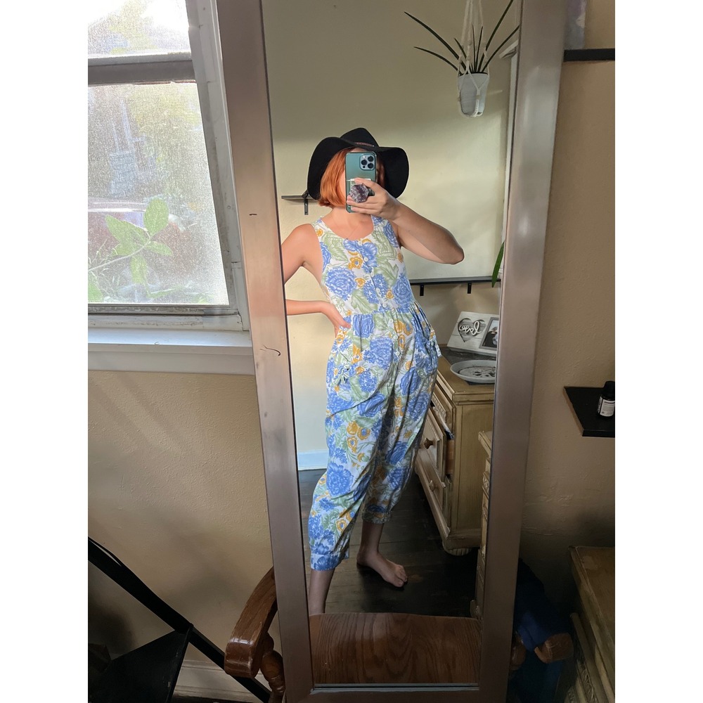 Vintage Ashleigh Morgan Floral Jumpsuit size S‎  Cotton Casual Romper